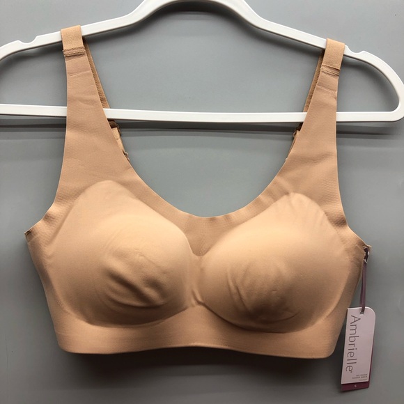Ambrielle No Show Seamless Nude Scoop Neck Lounge Bra Size S - Picture 4 of 11